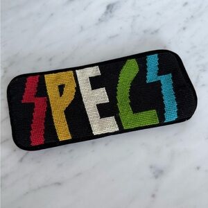 Jonathan Adler Vintage Needlepoint “SPECS” Wool Eyeglass Case with Velvet Back